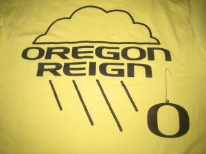 Oregon Reign shirt and "O" ornament.